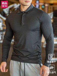 Mens Polo Shirt Long Sleeve Breathable Quick Dry Training Golf Fitness Casual Collar Solid Color Moisture Wicking UV Protection