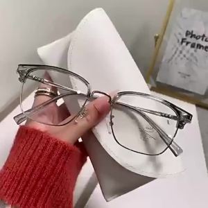 Trendy Square Anti-Blue Light Glasses for Women Half-Rim Design Perfect for Screen Use While Driving