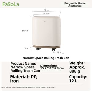 FaSoLa | Narrow Space Suitable No Lid High Aesthetics Bathroom Trash Can
