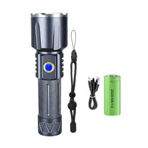 1000000LM ไฟฉาย XHP360 ที่ทรงพลังที่สุด ไฟฉาย LED กำลังสูง ไฟฉายยุทธวิธีแบบชาร์จไฟได้ ระยะไกล 4000M โคมไฟตั้งแคมป์