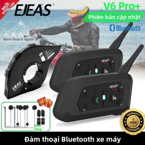 Tai Nghe Bluetooth EJEAS V6 PRO+ Dành Cho Mũ Bảo Hiểm Xe Máy Liên Lạc Giữa 6 Người Lái Chống Nước IP67 Có Điều Khiển Từ Xa EUC Và Cổng Type-C