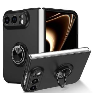 szhaiyu | For iPhone Duo iPhone18 Fold 360° Magnetic Ring Holder Phone Case With Hinge Protection Lens Anti Stratch PC Shockproof Cover