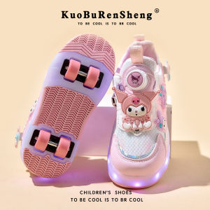 KUOBURENSHENG | Charging Light-up Roller Skates with Rotating Buckles and Cartoon Design 4 Wheels