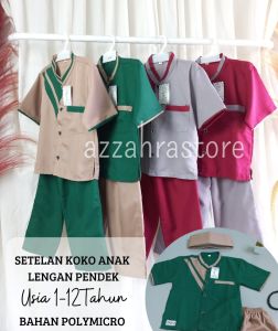Setelan koko anak laki laki koko kurta anak lengan pendek set baju muslim anak laki laki baju dan atasan Usia 1-12Tahun