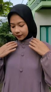 Gamis Crinkle Airflow polos | Daily Dress Wanita Valine Polos Full Kancing