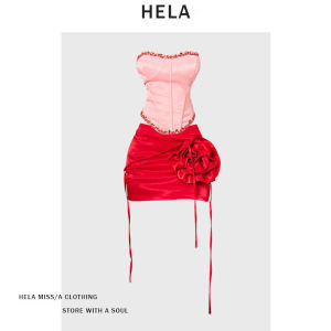 Sweet And Spicy Embroidered Bustier Top And Skirt Set for plus Size Women Summer 2024 Design Sense Three Dimensional Rose