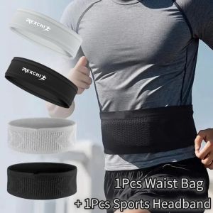 1Pc Running Waist Pack for Men & Women Fit Zippered Phone Holder Durable Sports Fanny Pack with Key Pouch for Jogging + Headband