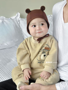 Cute Baby Boy Outfit Spring Clothes One Year Old Crawling Suit Korean Style Polyester Fiber Long Sleeve Overalls for Babies