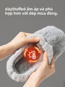 MONLEYTA | Dép bông đế dày mùa đông cho nam dép lười thoải mái chống trượt ấm áp thoáng khí đế EVA dép lười chất liệu nỉ