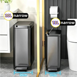 7L/9L/13L/15L/20L Large Size Creative Narrow Gap Pedal Stainless Steel Trash Can with inner bucket