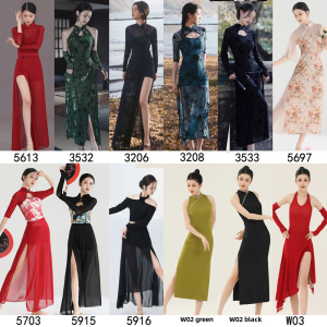 Chinese Style Retro Improved Cheongsam Silm Dress Female Beautiful Classical Dancing Dress Dedicated Jump Stage Performance Wear