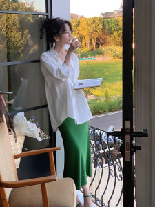 Wine Noon High-Waist A-Line Skirt Semi-Sheer Satin Bodycon Dress Retro Style Midi Length Fashion Polyester Fabric for Women