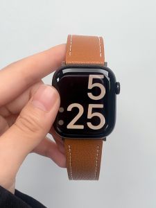 Uhada Apple Watch Band Mens Womens Sports Leather Litchi Pattern S10 Band Creative Autumn Winter High Quality Watch Strap