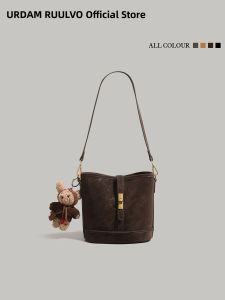 URCDN RDALVO | Retro Melanoid 2026 New Model Large Capacity Womens Bucket Bag for Commuting