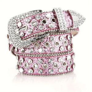 Punk Rhinestone Womens Belts for Jeans Luxury Famous Brand Studded Belt Female Waist Belt for Women Gothic Y2K Gold Silver Pink