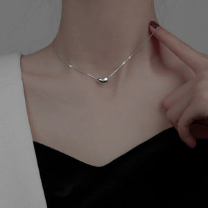 Women's Sterling Silver S925 Bean Necklace: Light Luxury & Simplicity Temperamental Cold Style Accessories