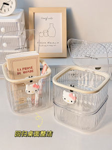 Desktop Mini Trash Can Transparent Press Lid Waste Bin Organizer Small Size for Bookshelf Desk Clear Storage Box Household Cleaning Tools