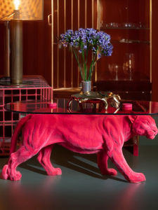 Italian Luxury Designer Leopard Tea Table round Glass Coffee Table for Living Room Home Use as Side Table Quality Luxury Style