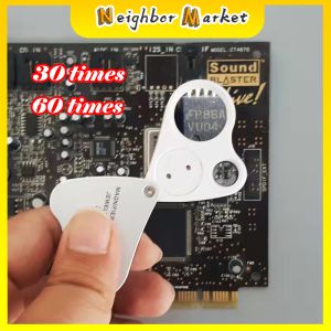 30X 60X Magnifier Glass LED Light Loupe Double Lens Jewelry Crafts Appraisal Magnifying Glass