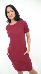 Forest Ladies Waffle Cotton Short Sleeve Round Neck Dress Women | Baju Perempuan Lengan Pendek - 885038 Ladies Red Leather Jacket Tree Skirts Red - Lazada