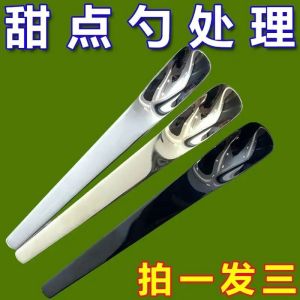 Long Handle Flat Head Coffee Spoon Japanese Style Dessert Spoon Stainless Steel 304 High Aesthetic Value Ice Cream Yogurt Spoon