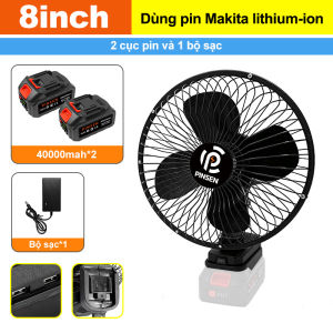 Quạt bàn không dây PINSEN 8 inch 21v Pin Lithium-ion xoay 180° sạc USB hoạt động lâu dài 1500-2500 vòng/phút.Quạt điện lithium có thể lắc đầuCó thể sử dụng liên tục cả đêmBảo hành sau bán hàng