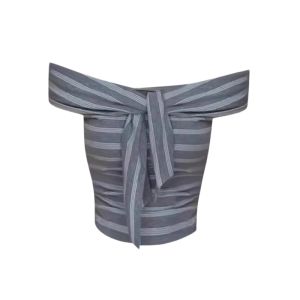 YUEZHONGWEI | French Style One Shoulder Knot Color Block Striped Vest Women Summer Outdoor Wear Slim Fit Short Sleeveless Top Casual Outfit