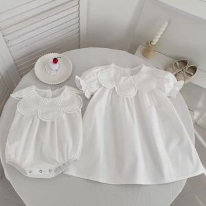 0-24M Cotton Summer Baby Girl Clothing Newborn Baby Girl Romper Splicing Toddler Baby Girl Sleeveless Petal Collar Jumpsuit