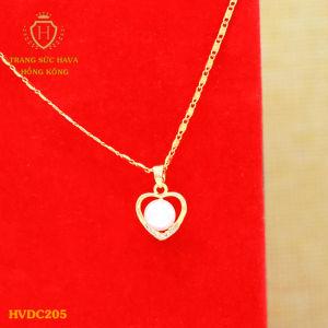 Dây Chuyền Nữ Vòng Cổ Mặt Đính Ngọc Trai Titan Xi Mạ Vàng Non 18k 24k Cao Cấp (Không Bị Xỉn Đen) - Trang Sức Hava Hong Kong Phong Cách Thời Trang