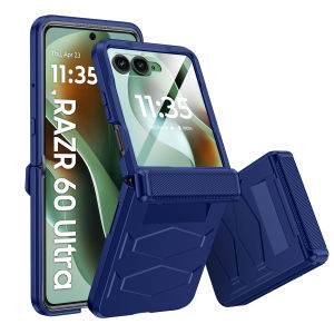 For Moto Razr 2024/2025/2026 Built-in Tempered Glass Screen Protector Hinge Protection Shockproof Anti-Drop Phone Case-orange