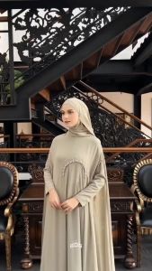 Dehadi FS Luna Abaya Maxi Dress Bahan Ceruty Babydoll Mix Payet Mutiara Cantik Elegant Kekinian Terbaru