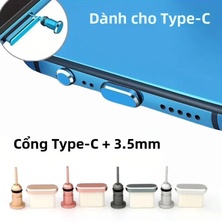 Nút Bịt Bảo Vệ Cổng Sạc Type-C Đa Năng, Chống Bụi, Kèm Jack Tai Nghe 3 ...