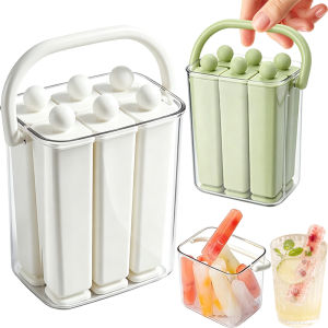 6-Stick Silicone Popsicle Mold / Portable Frozen Ice Cream Ice Cube Maker / Handheld Long Bar Ice Pop Tray / for Juice Coffee Drinks