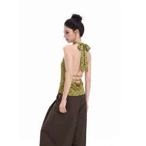Áo Dây Đeo Cổ Chấm Bi Màu Xanh