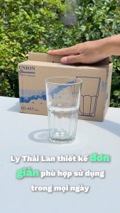 Hộp 6 Ly Thủy Tinh Uống Sinh Tố Nước Giải Khát Tám Góc Ốm Trong Suốt Thái Lan 300ML UG-407