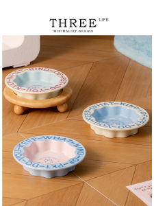 Tlife Ceramic Cat Food Bowl with Lace Design Water Feeder Prevent Black Chin Dog Food Bowl Universal Pet Diningware