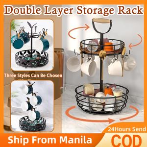 Rotating Coffee Capsule Rack Organizer With Hooks Large Capacity Kitchen Organizer Coffee Liquid Storage Rack Coffee Cup Holder Portable Multi-Functional Rotating Spice Rack Organizer 360 For Kitchen Bathroom Office Hotel Restaurant