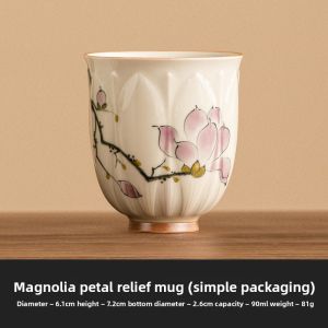 JISU | Floral Relief Ceramic Tea Cup Single