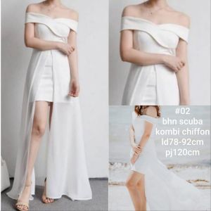 02 PARTY DRESS EKOR SABRINA SCUBA KOMBINASI CERUTY IMPORT WEDING PESTA
