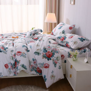 Ruby Rose Big Flower Pure Cotton Bed Sheets One-Piece Duvet Cover Pillowcase 100 Cotton Encryption Twill Bedding Autumn and Winter Generous