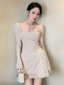 Elegant Lace Embroidered 3D Flower French Style Dress
