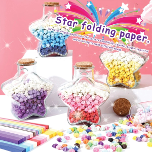 540PCS Colorful Paper Stars Origami Paper Strips Fold DIY Hand Crafts Colorful Cartoon Lucky Star Decoration Paper