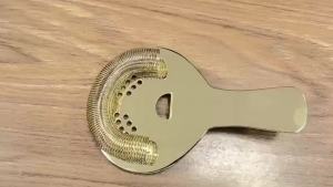 Gold Cocktail Strainer for Drinks 2 Prong Hawthorne Strainer with Removable Spring Stainless Steel Bartending Strainer Bar Cart Tool