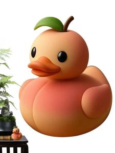 Cute Fruit Duck Statue - Colorful Animal Desktop Decor Creative Duck Figurine for Shelf Dorm Living Room Office Gift Idea (