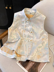 New Chinese Style Satin Embroidered Jacket Women Zen Style Oblique Collar Stand Collar Jacket Spring Autumn National Style Button up Top