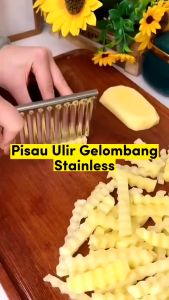 Pisau Ulir Pemotong Acar Kentang Wortel Bergelombang Wave Knife Stainless Steel Pisau Dapur Irisan