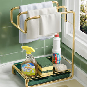 Konco Iron Dishcloth Drainer Rack Kitchen Supplies Storage Racksink Organizersponge Holder Rag Hanger,Dishwashing Cloth Sponge Towel Hanging Rack