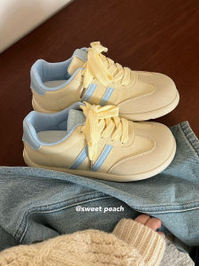 Sweet Peach Planet Niche Womens Slip-On Shoes 2025 New Summer Versatile Deqin Breathable Casual White Shoes Cross Buckle Splicing Color