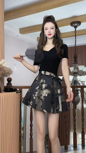 New Chinese Style High Waist Slimming A-Line Midi Skirt Womens Fashionable Summer 2025 Half-length Horse Face Skirt