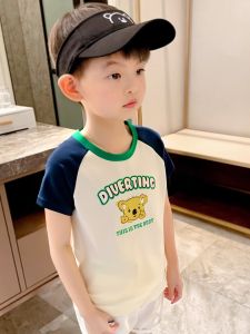 New Summer Cartoon Short Sleeve Pure Cotton Baby Boys T-Shirt Breathable Comfortable Soft Skin-Friendly School Outdoor Wear